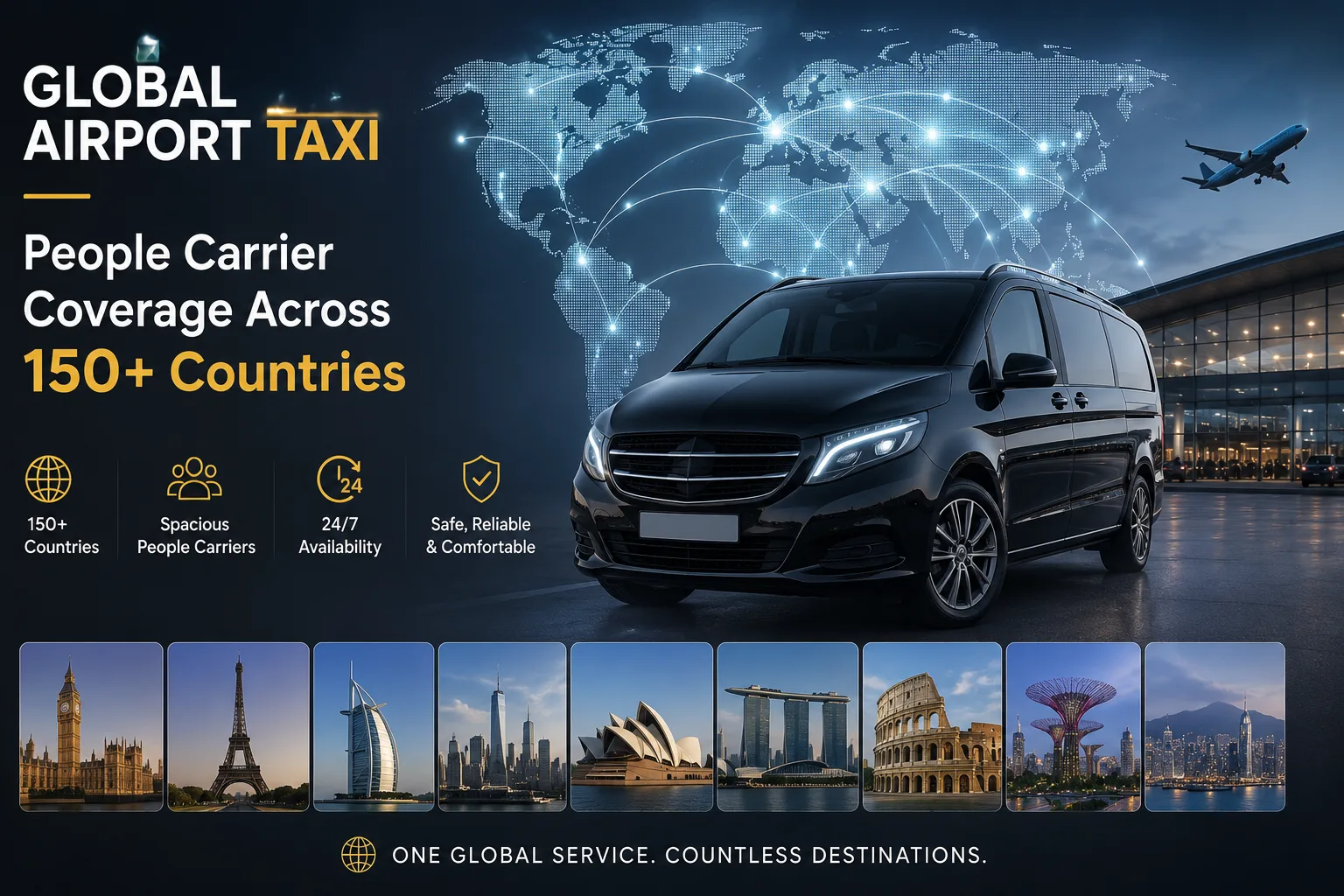 Global Airport Taxi people carrier coverage across 150+ countries