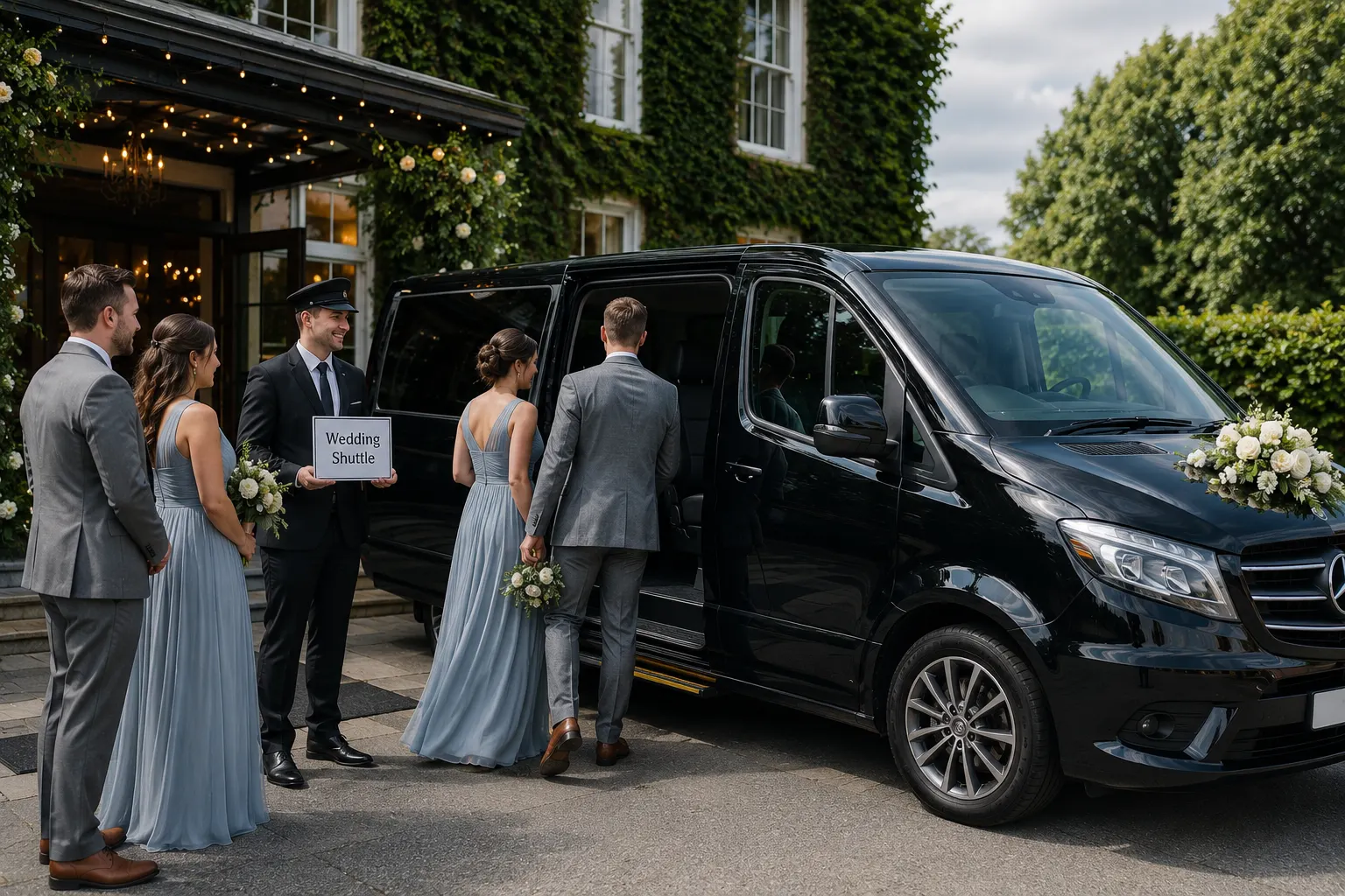 Wedding event shuttle with 8 seater minibus