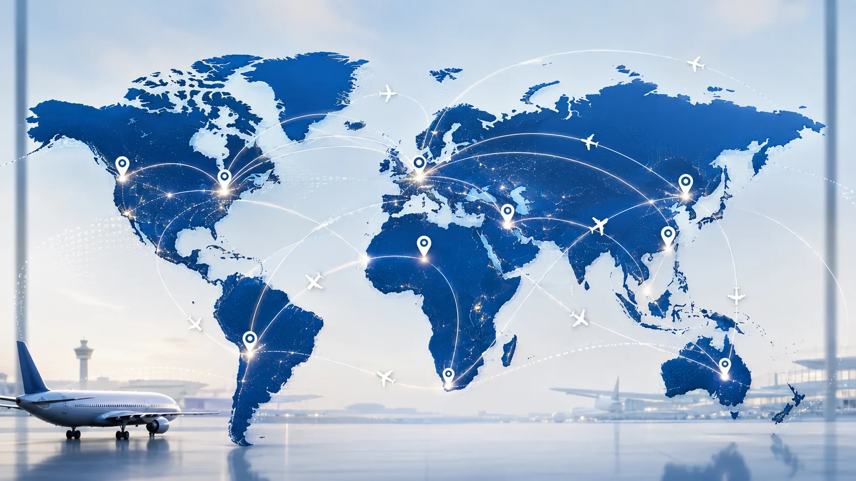 World map for global airport transfer coverage