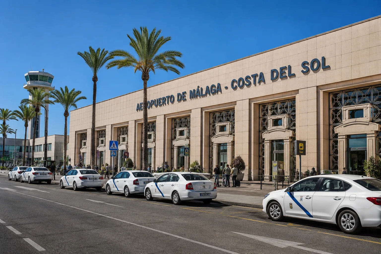Malaga Airport taxi transfer route along the Costa del Sol coastline towards Malaga city
