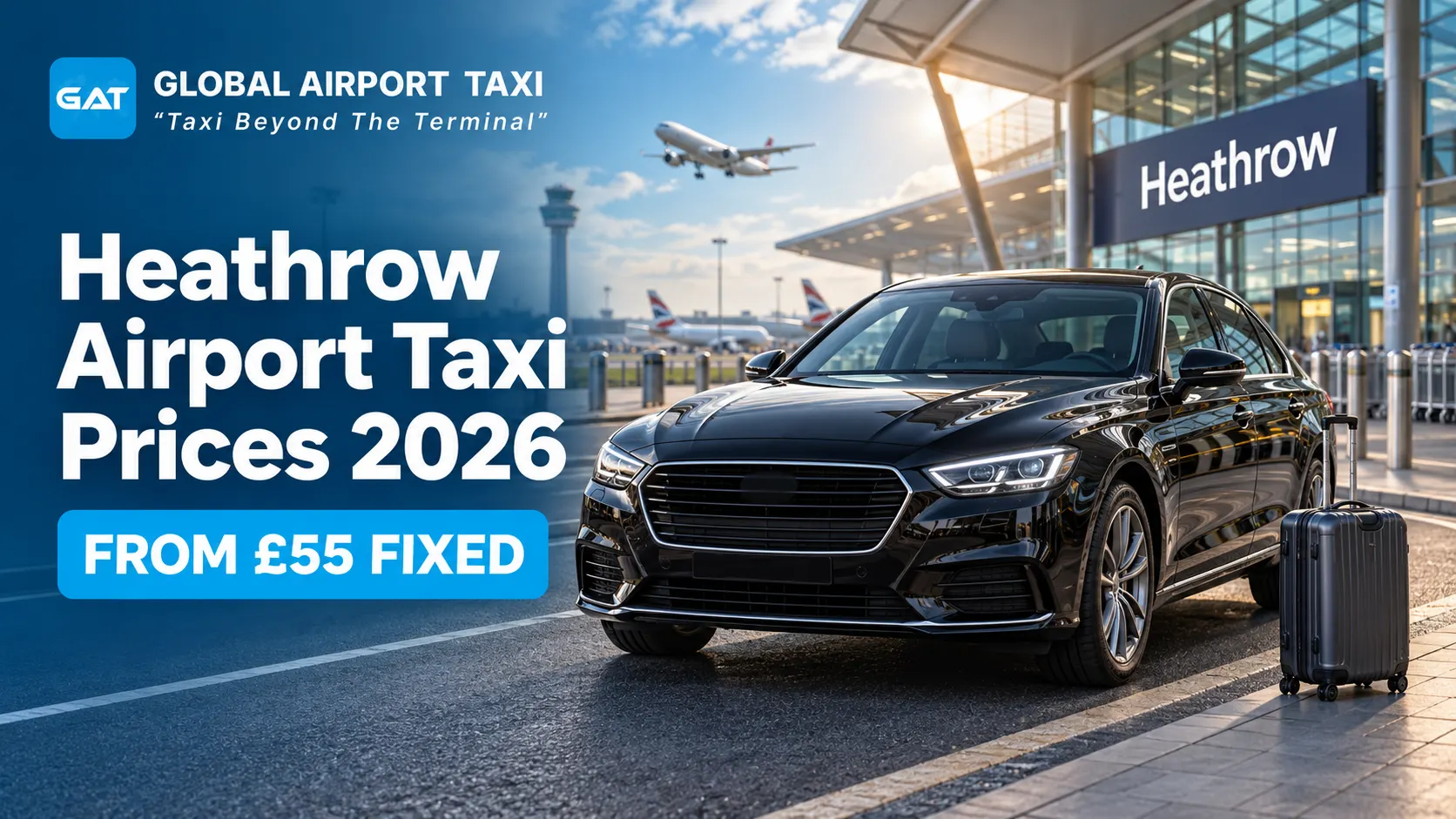 Fixed-price Heathrow airport taxi comparison chart showing 2026 fares by vehicle type