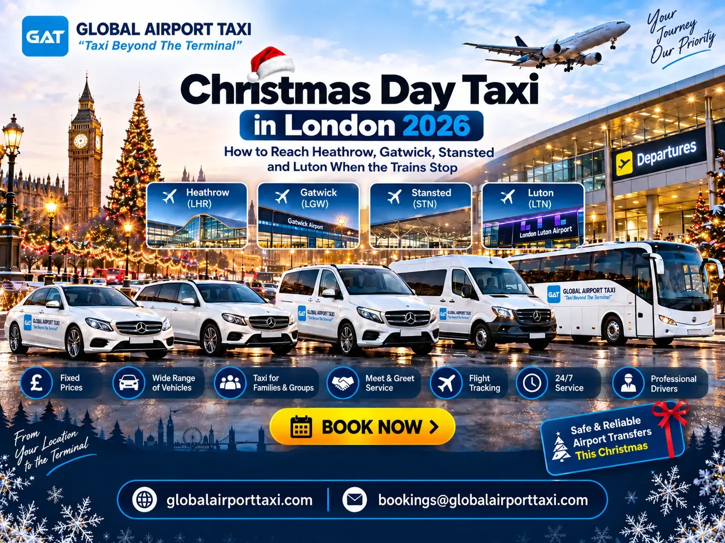 Christmas Day Taxi UK Prices 2026 | Airport Transfers-Fixed Prices