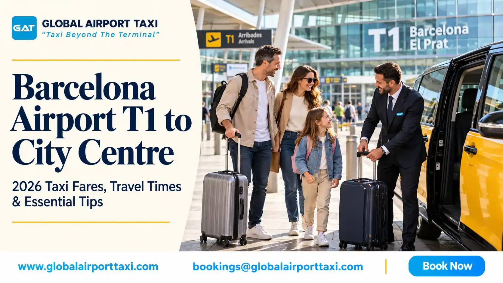 A taxi on the road to Josep Tarradellas Barcelona-El Prat Airport