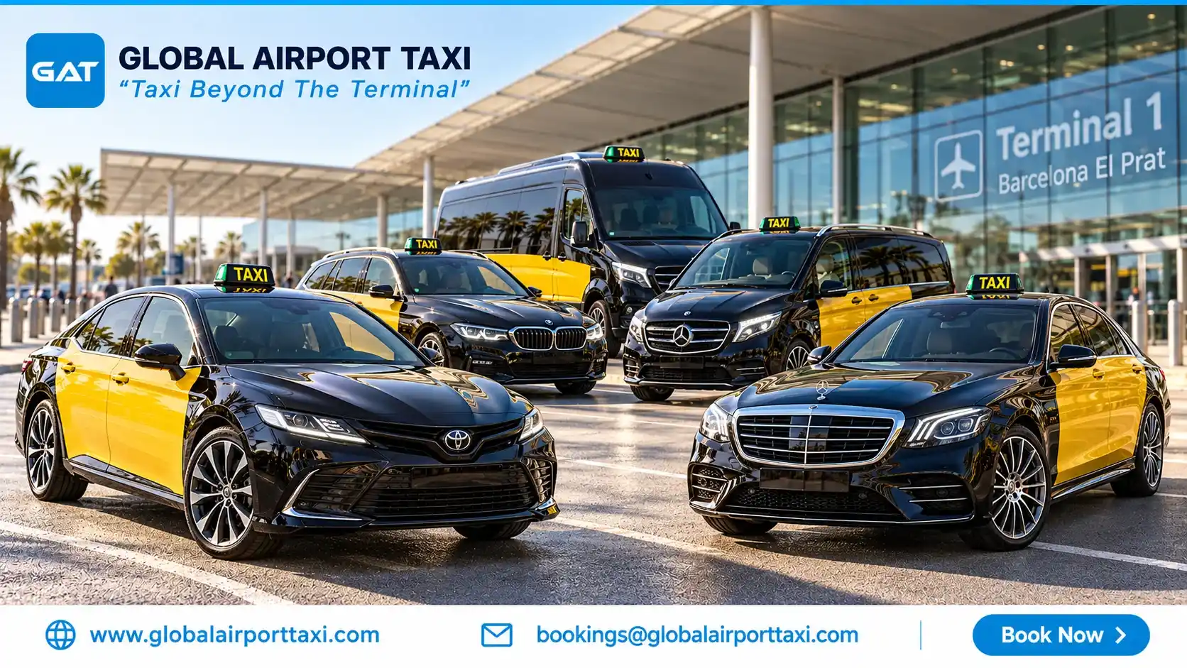 A Barcelona airport transfer vehicle at Barcelona-El Prat