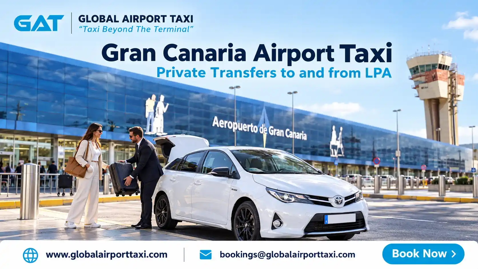 A private transfer car on a Gran Canaria airport transfer, booked in advance for a single party